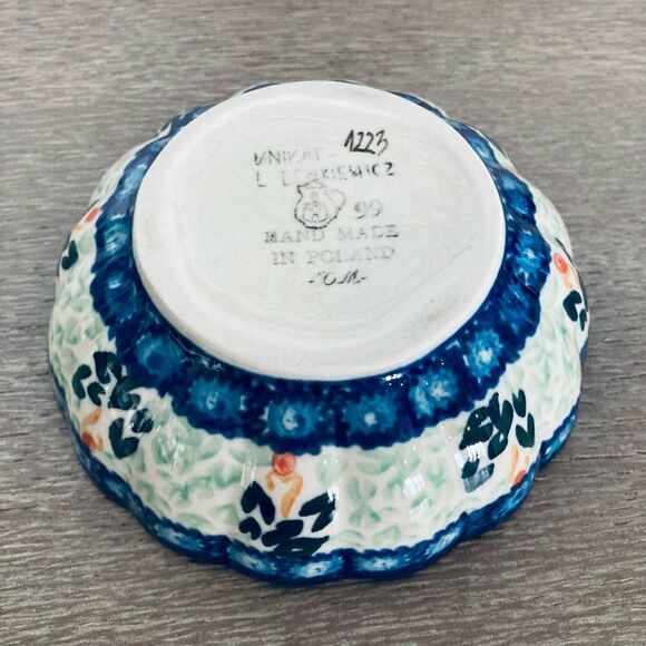 Boleslawiec Polish Pottery Ceramic Floral Trinket Bowl Dish - Picture 2 of 2